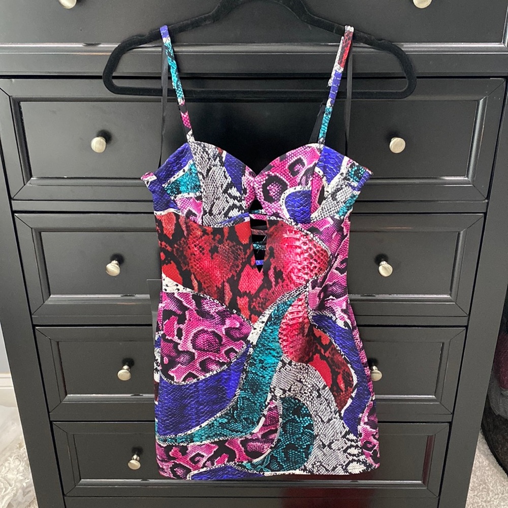 Bebe Animal Pattern Mini Dress